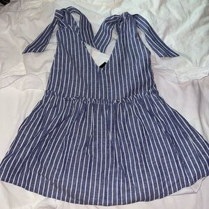 Blue and white striped fancy top